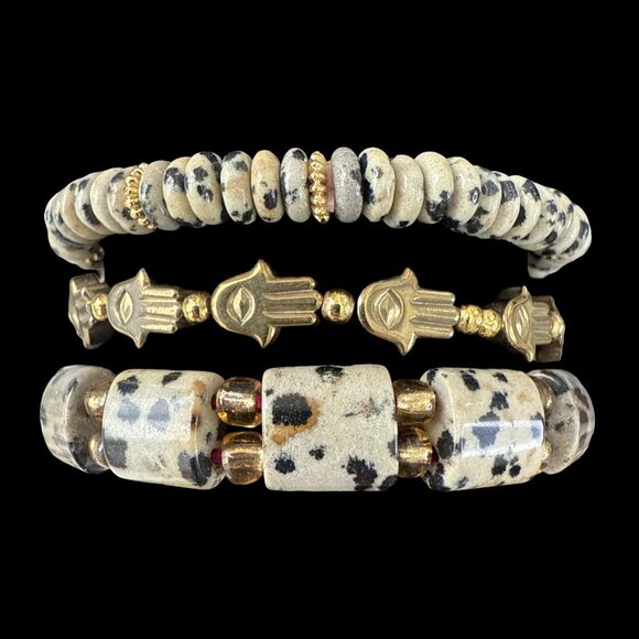 Dalmatian Jasper Bracelet Bundle Jewelry fashion accessories bangles hamza NEW - Picture 5 of 8